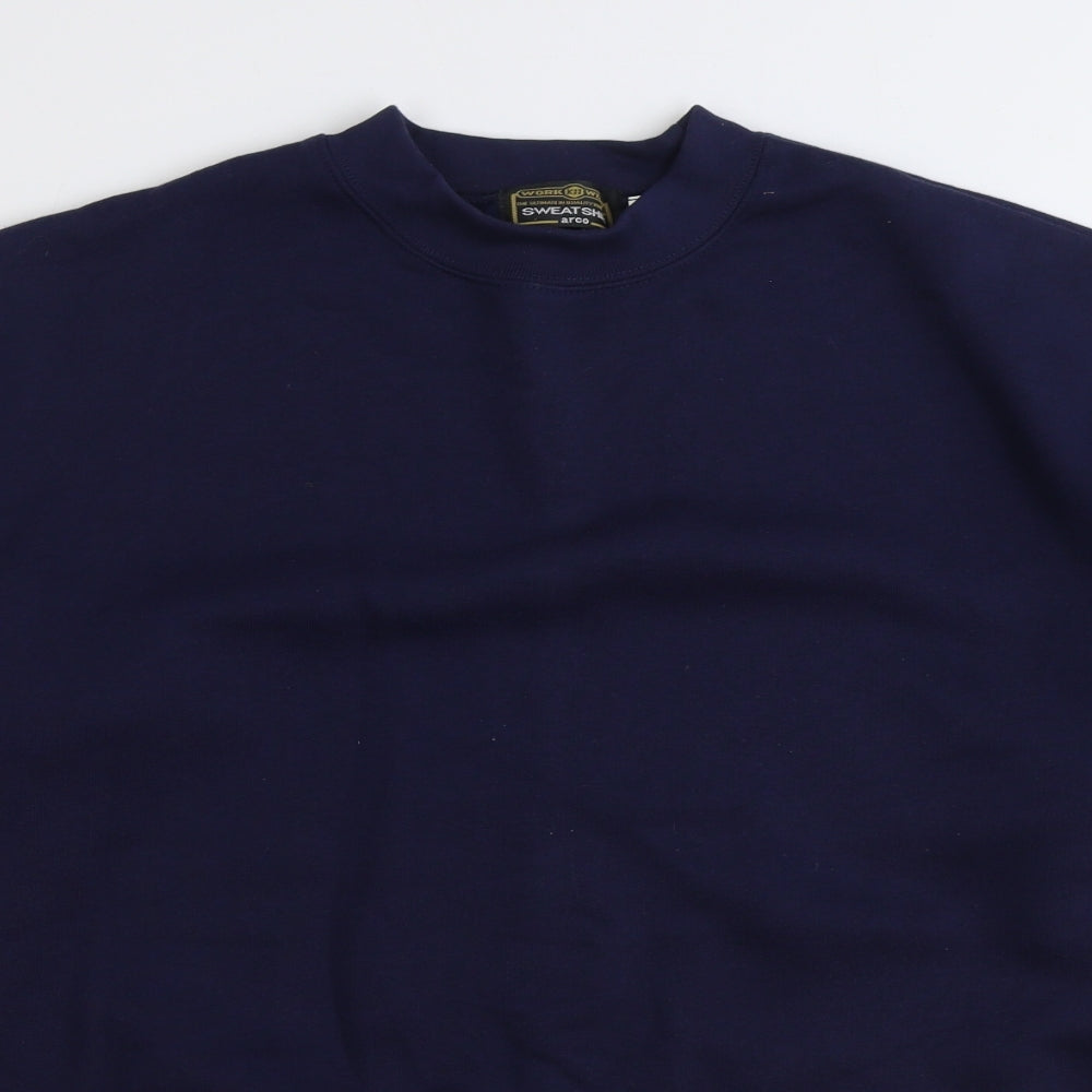 Workwear Mens Blue Polyester Pullover Sweatshirt Size M