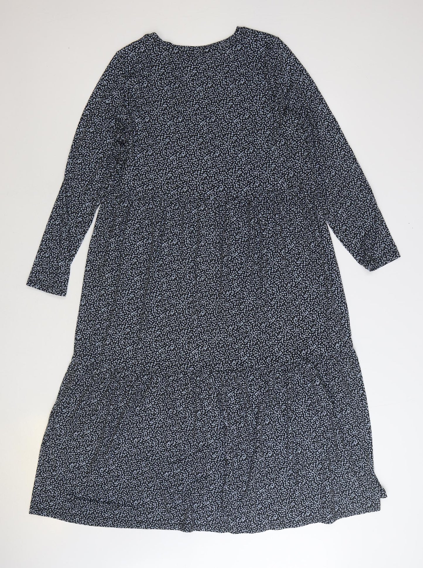 Papaya Womens Blue Floral Polyester A-Line Size 16 Boat Neck Pullover