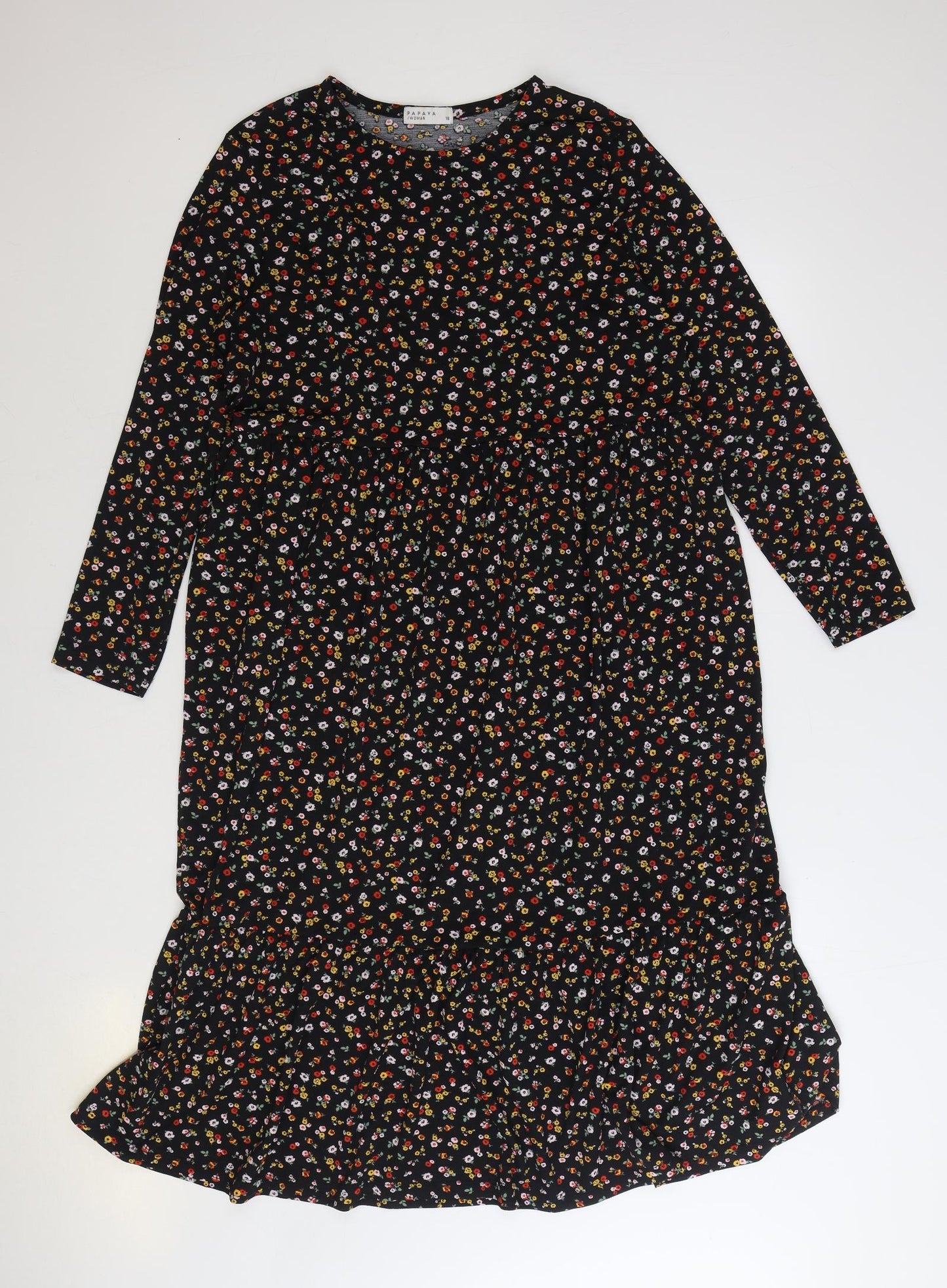 Papaya Womens Multicoloured Floral Polyester A-Line Size 16 Boat Neck Pullover