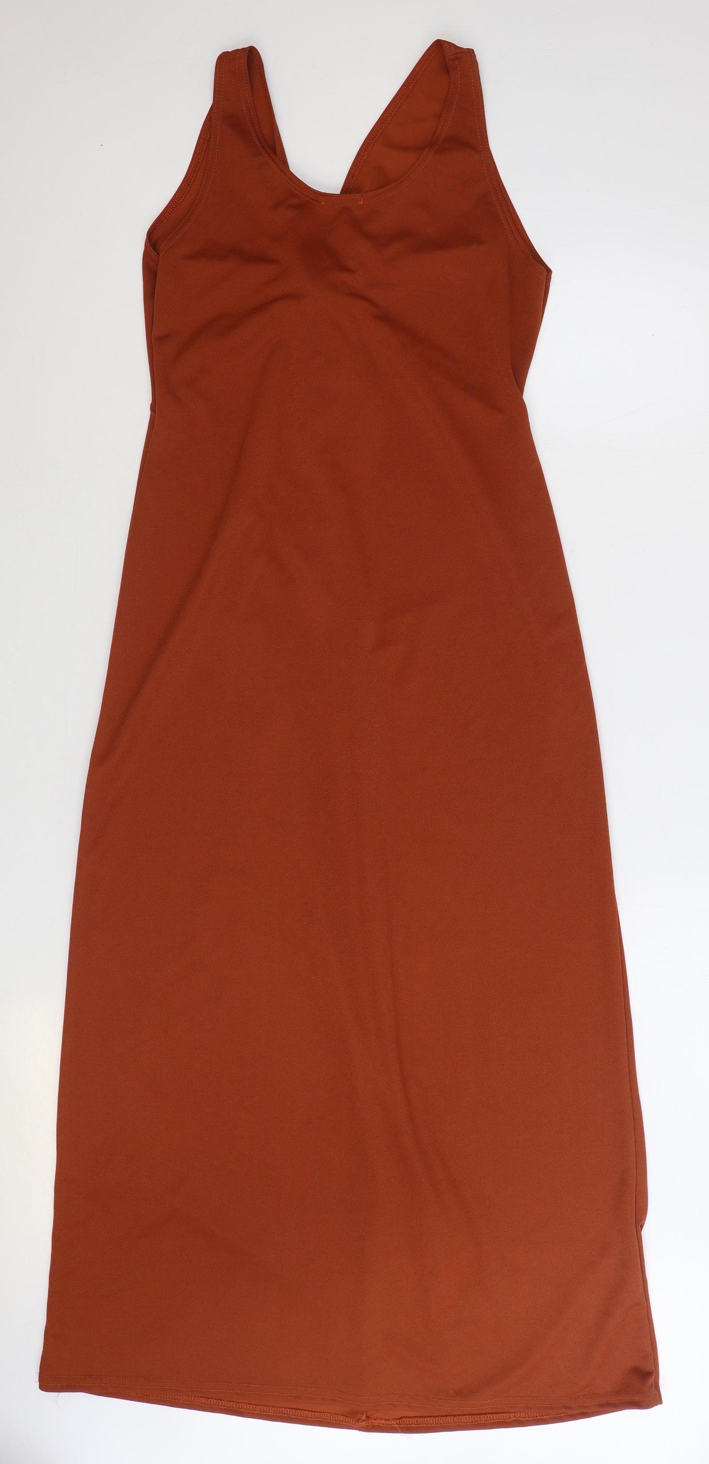 Boohoo Womens Brown Polyester Maxi Size 16 V-Neck Pullover - Knot Front