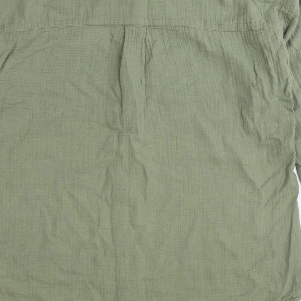 F&F Womens Green Cotton Basic Button-Up Size 12 Collared
