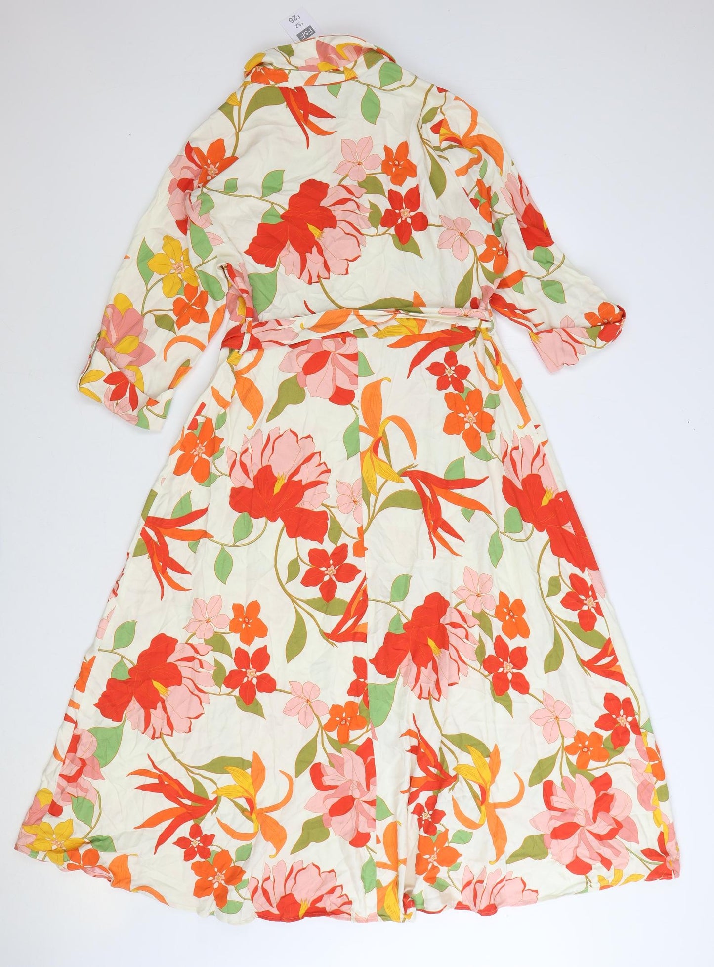 F&F Womens Multicoloured Floral Viscose Shirt Dress Size 14 Collared Button