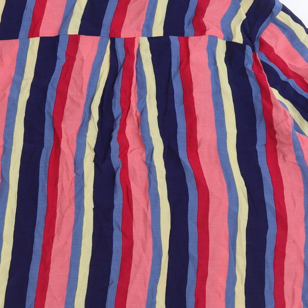Love & Roses Womens Multicoloured Striped Viscose Basic Button-Up Size 14 Collared