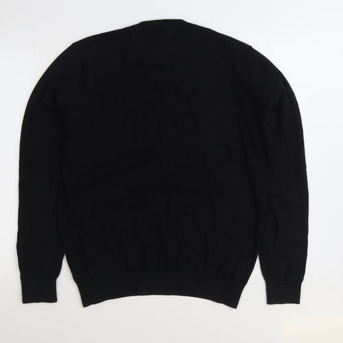 Sixth Sense Mens Black V-Neck Cotton Pullover Jumper Size M