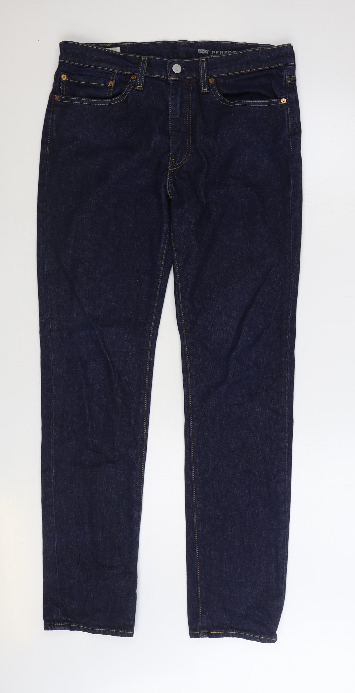 Levi's Womens Blue Cotton Straight Jeans Size 34 in L34 in Regular Zip