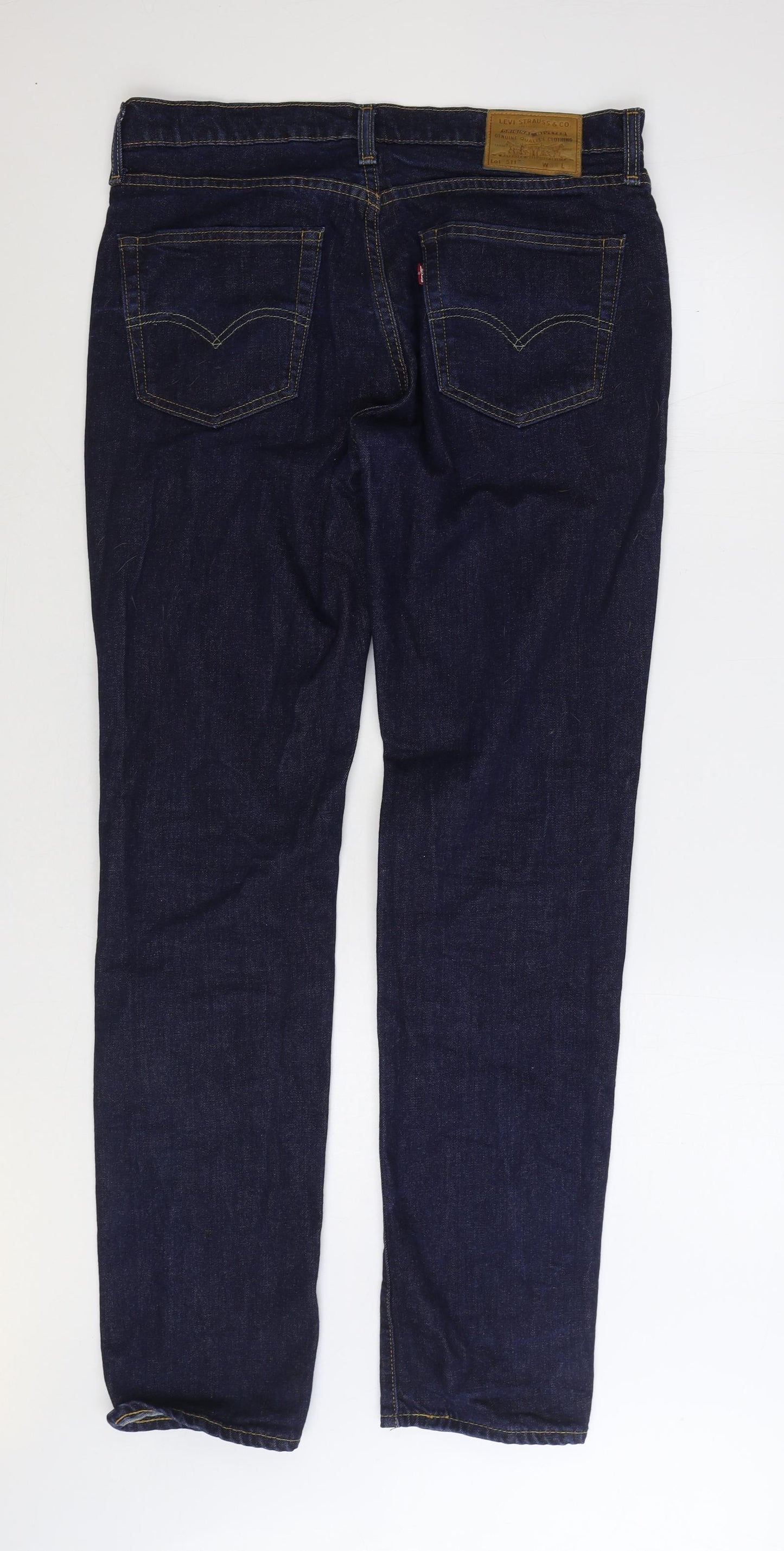 Levi's Womens Blue Cotton Straight Jeans Size 34 in L34 in Regular Zip