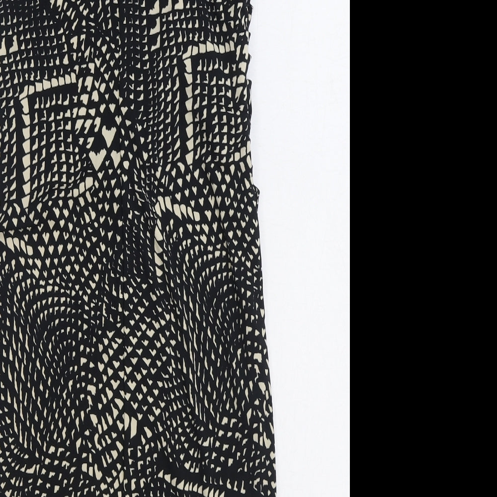 NEXT Womens Black Geometric Polyester Bodycon Size 12 Round Neck Button