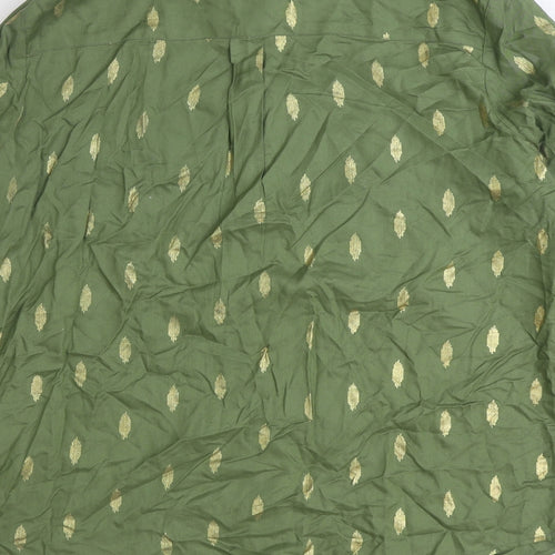 Love & Roses Womens Green Geometric Viscose Basic Button-Up Size 14 Collared