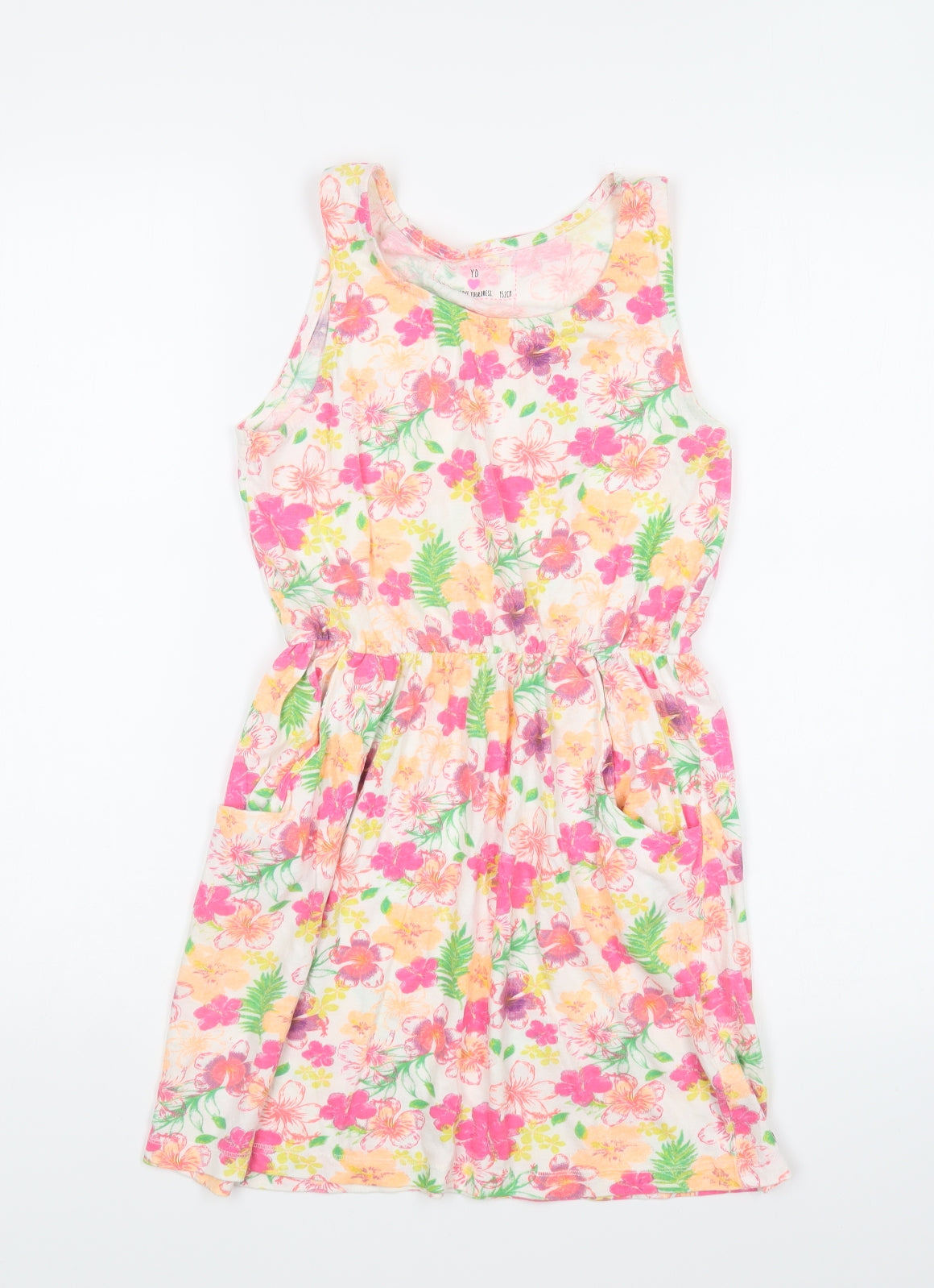 Young Dimension Girls Multicoloured Floral Cotton Playsuit One-Piece Size 11-12 Years Pullover