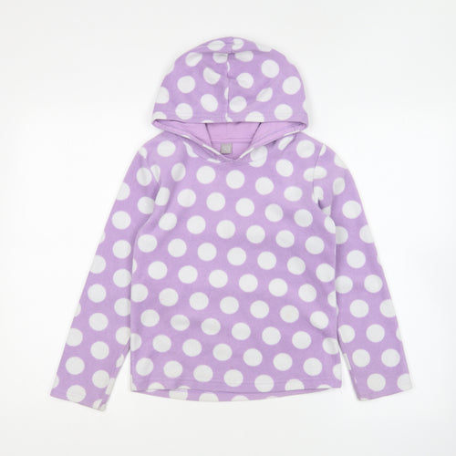 TU Girls Purple Polka Dot Cotton Pullover Hoodie Size 10 Years Pullover
