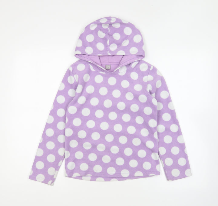 TU Girls Purple Polka Dot Cotton Pullover Hoodie Size 10 Years Pullover