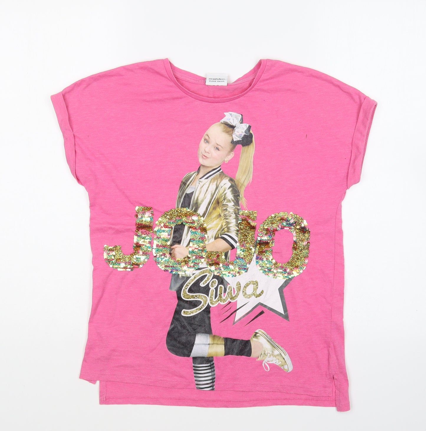 George Girls Pink Polyester Basic T-Shirt Size 11-12 Years Round Neck Pullover - Jojo Siwa