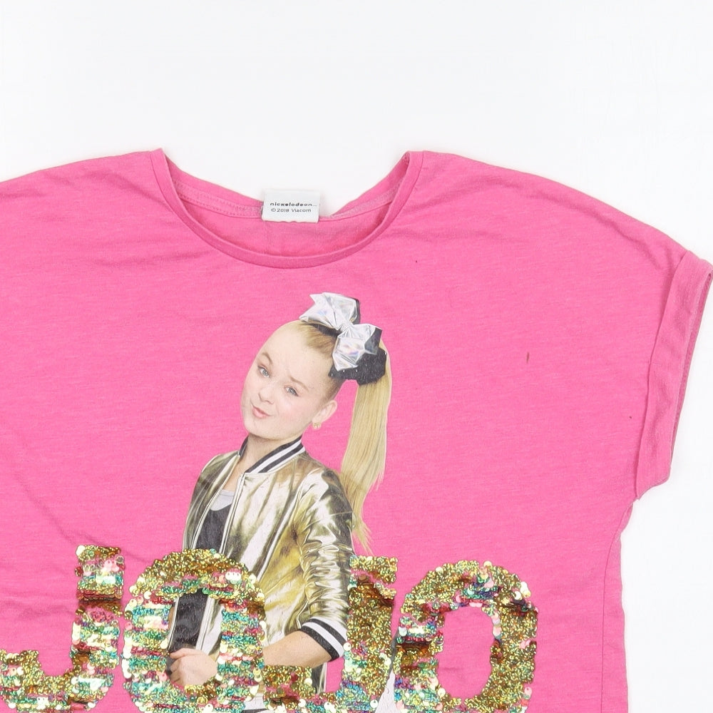 George Girls Pink Polyester Basic T-Shirt Size 11-12 Years Round Neck Pullover - Jojo Siwa