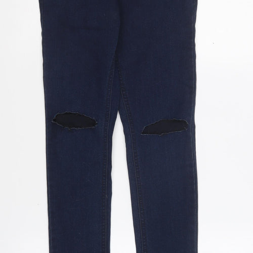 Pull&Bear Womens Blue Acrylic Skinny Jeans Size 8 L29 in Regular Button