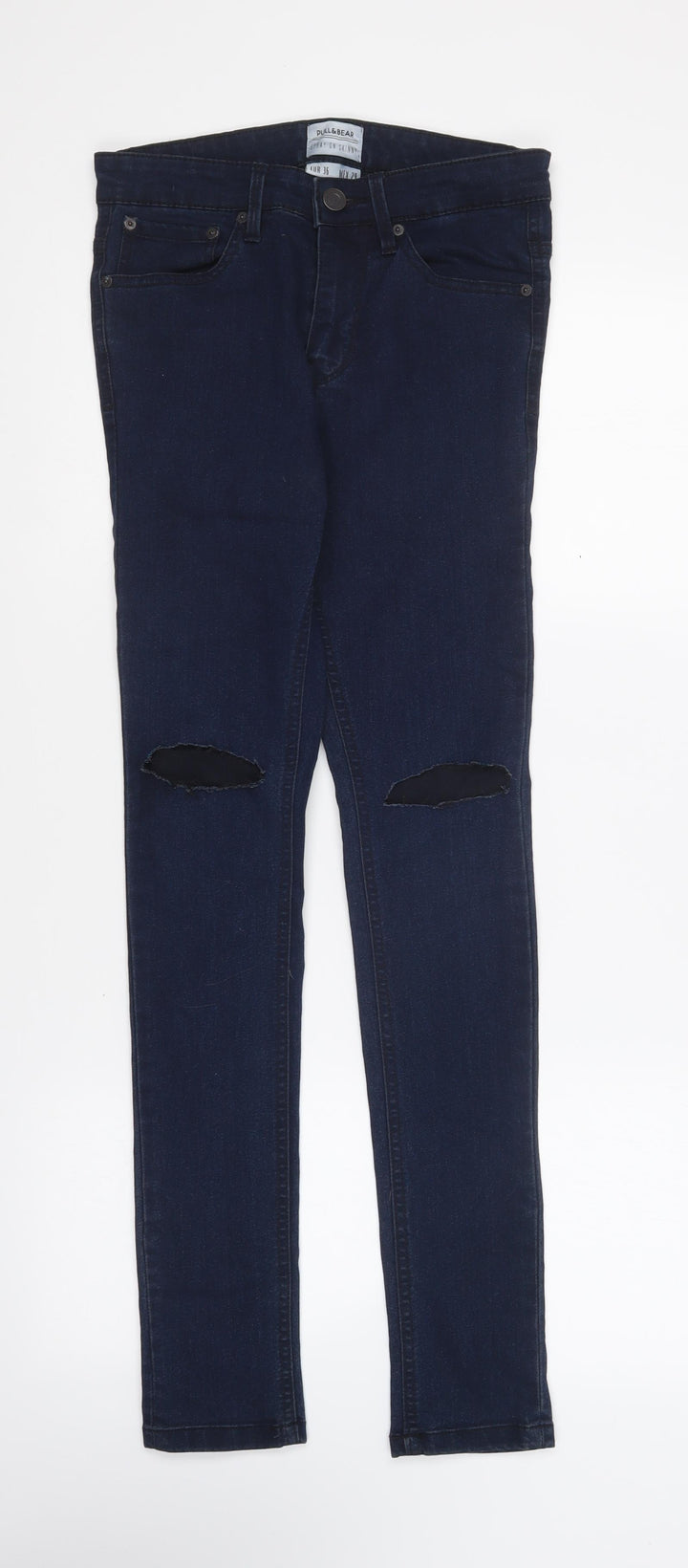 Pull&Bear Womens Blue Acrylic Skinny Jeans Size 8 L29 in Regular Button