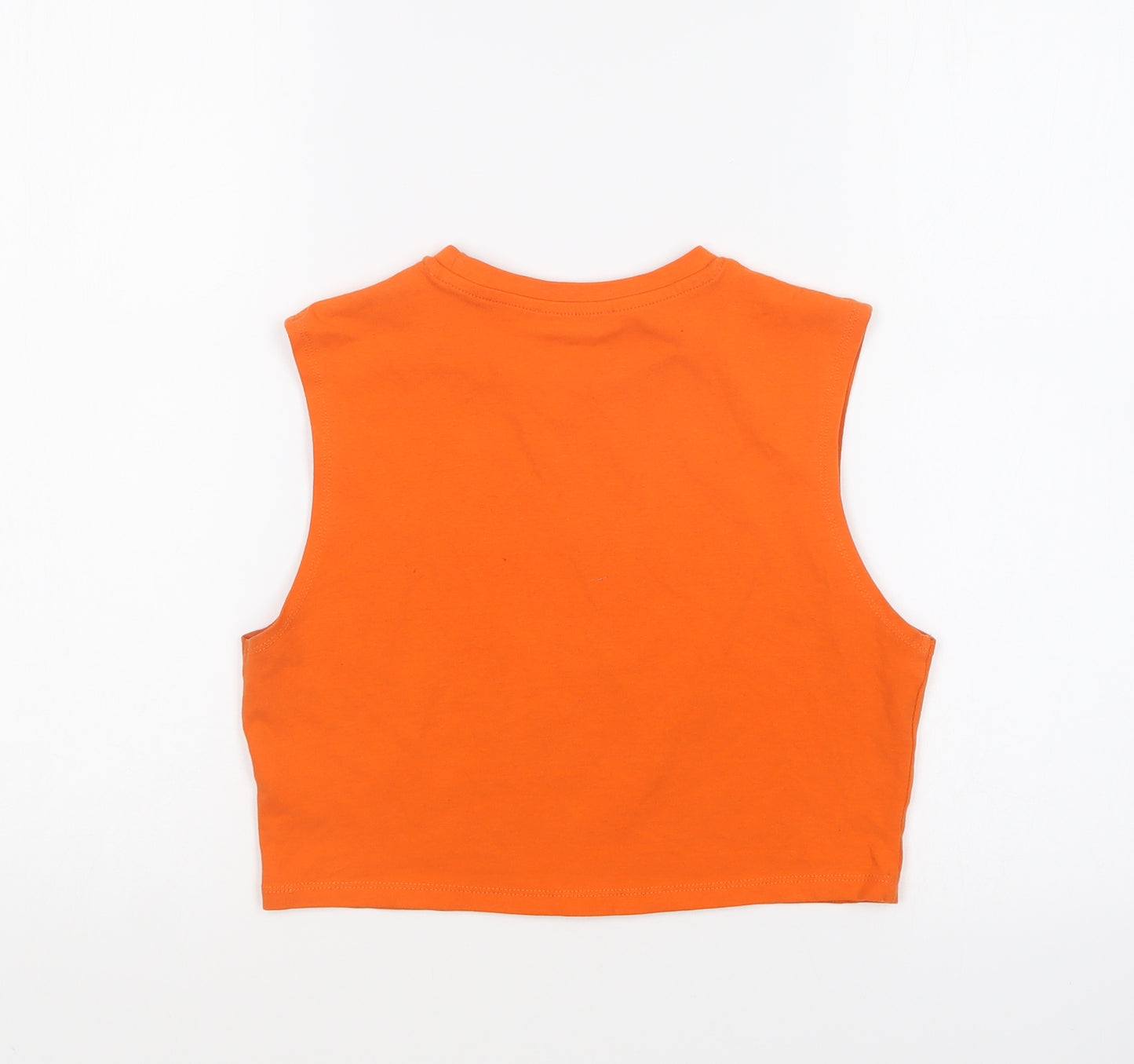 Zara Womens Orange Cotton Cropped Tank Size M Round Neck