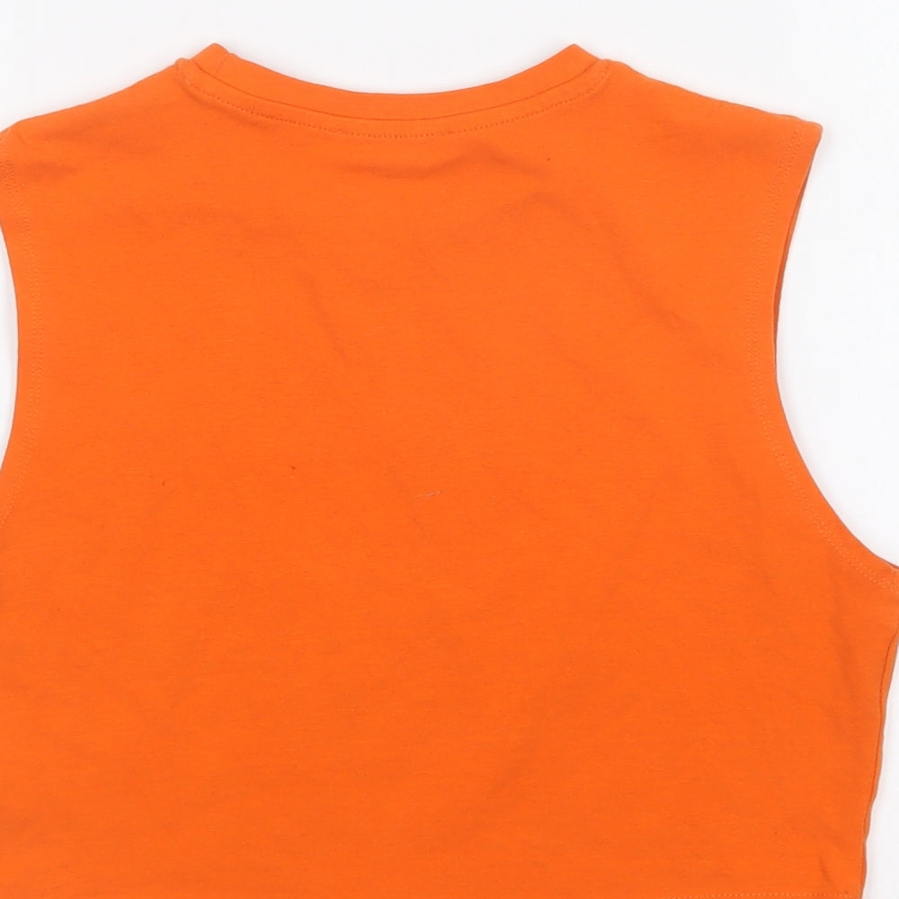 Zara Womens Orange Cotton Cropped Tank Size M Round Neck