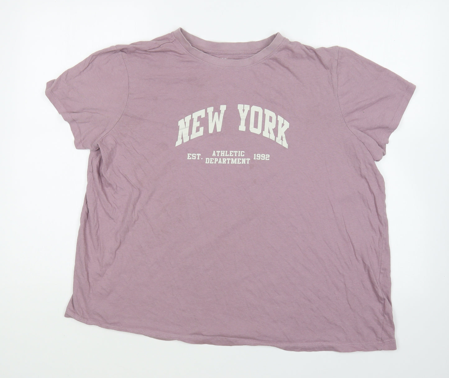 Primark Womens Purple Cotton Basic T-Shirt Size 2XL Round Neck - New York