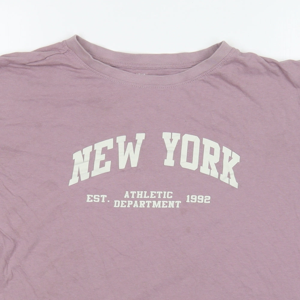 Primark Womens Purple Cotton Basic T-Shirt Size 2XL Round Neck - New York