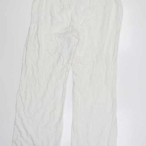 George Womens Ivory Linen Trousers Size 16 L28 in Regular Button