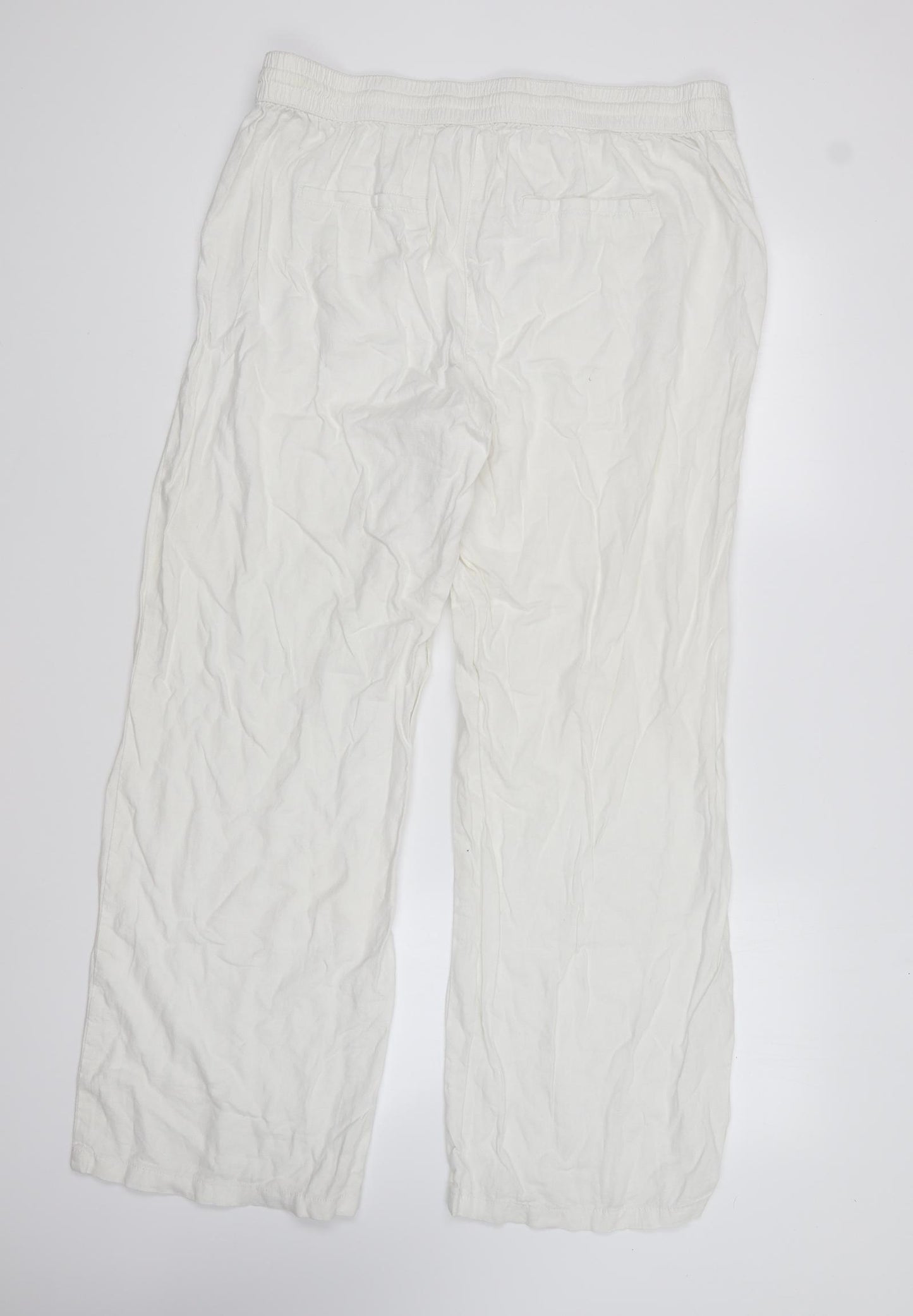George Womens Ivory Linen Trousers Size 16 L28 in Regular Button