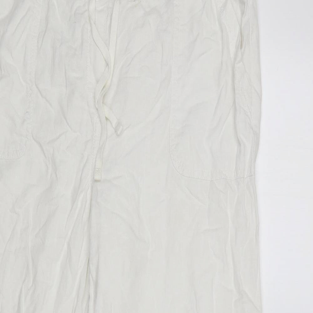 George Womens Ivory Linen Trousers Size 16 L28 in Regular Button