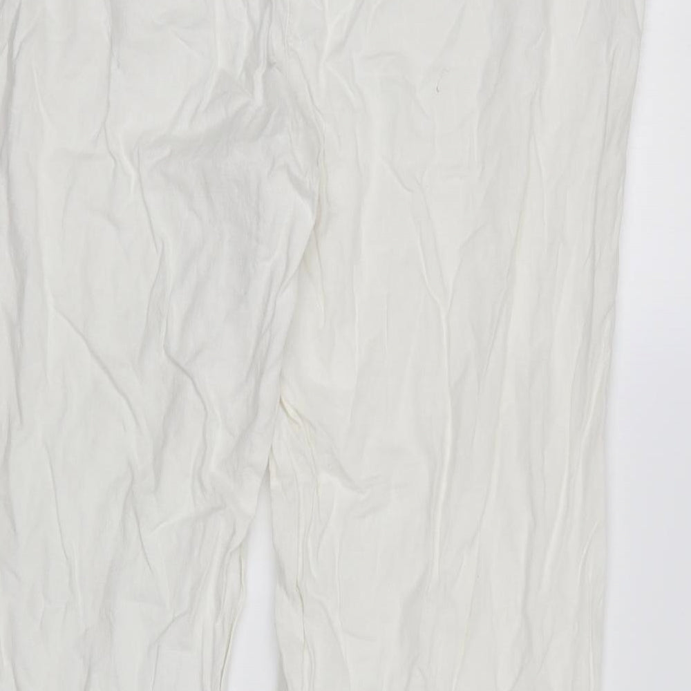 George Womens Ivory Linen Trousers Size 16 L28 in Regular Button