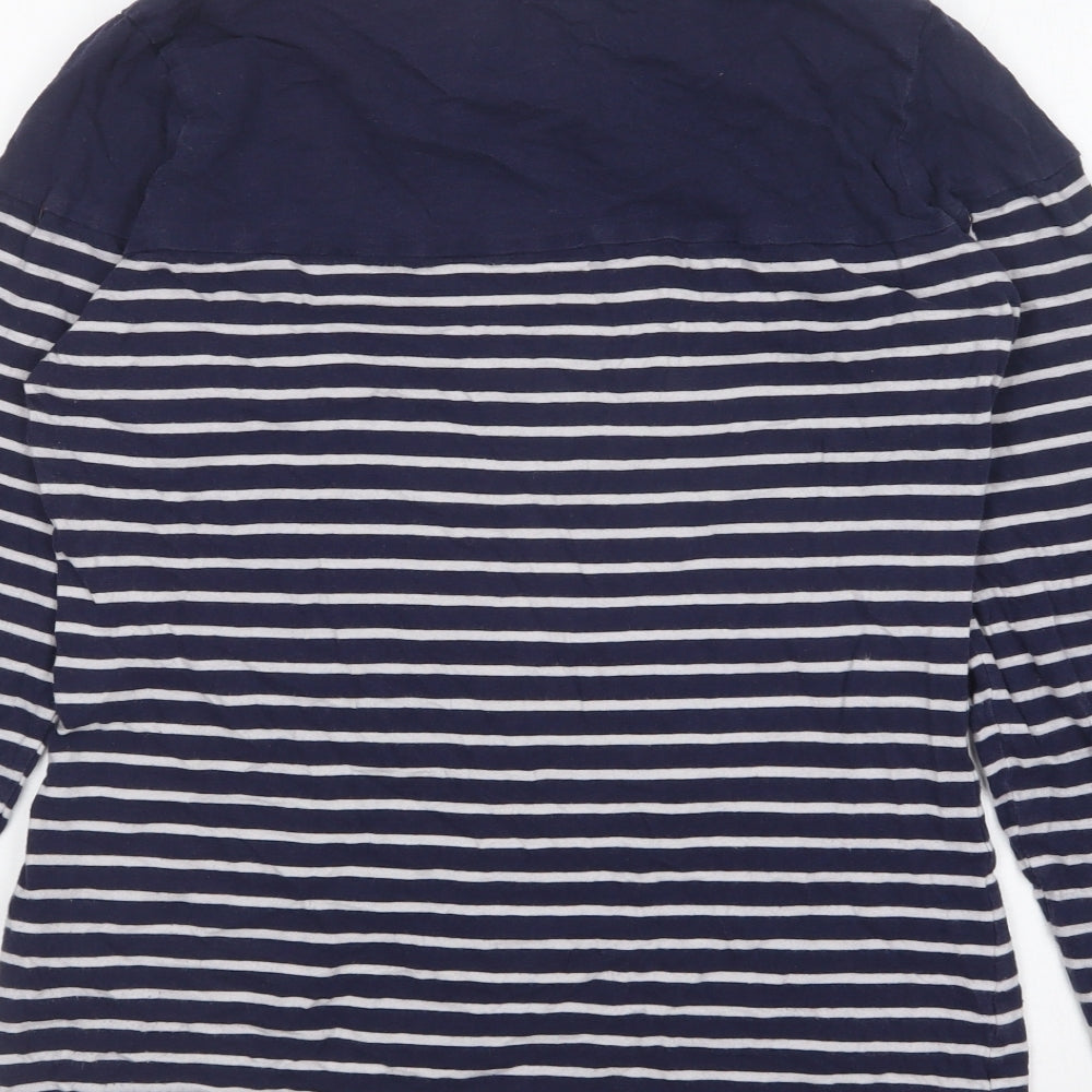 Marks and Spencer Womens Black Striped Cotton Basic T-Shirt Size 12 Round Neck