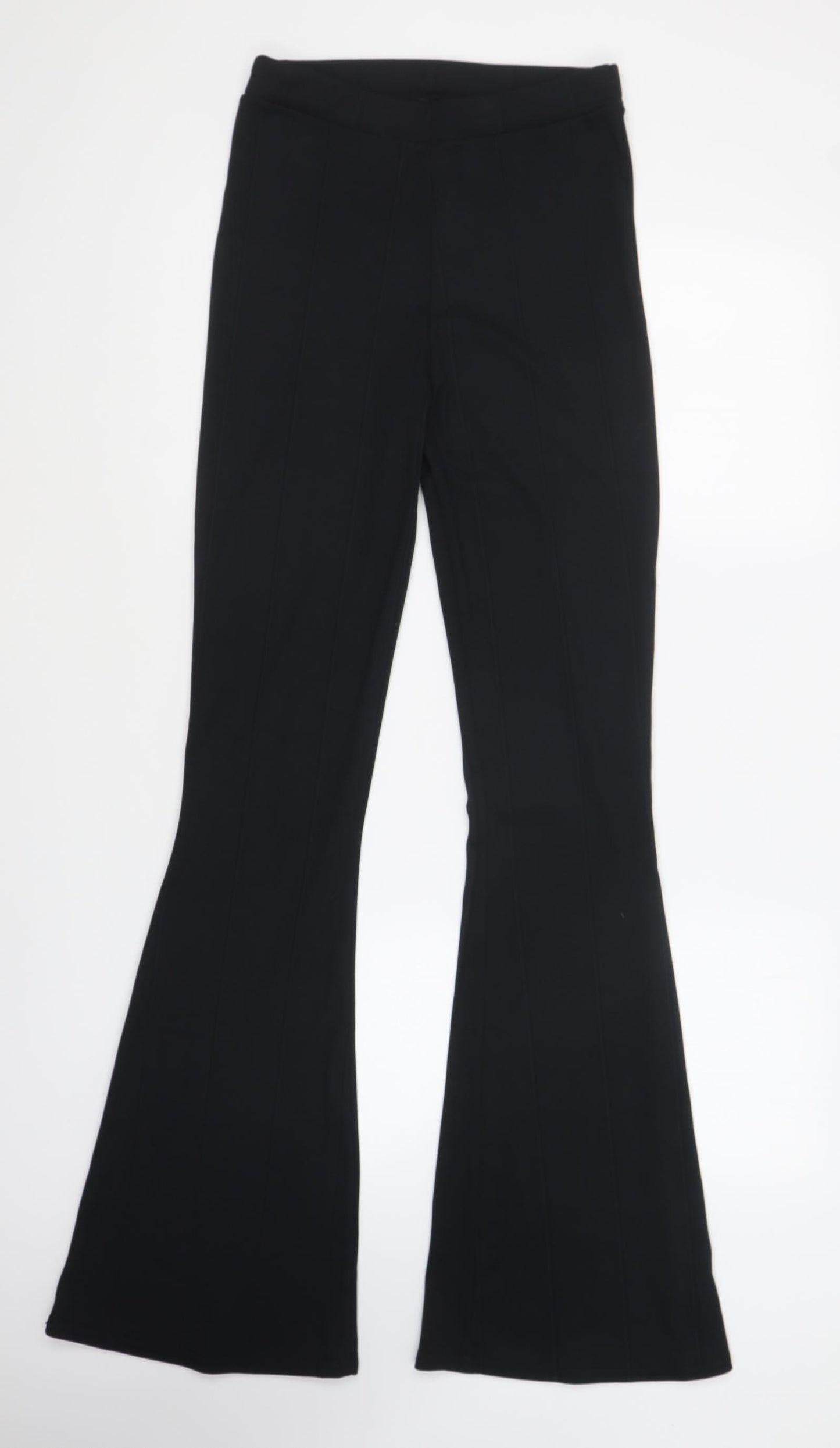 PRETTYLITTLETHING Womens Black Polyester Trousers Size 12 L32 in Regular