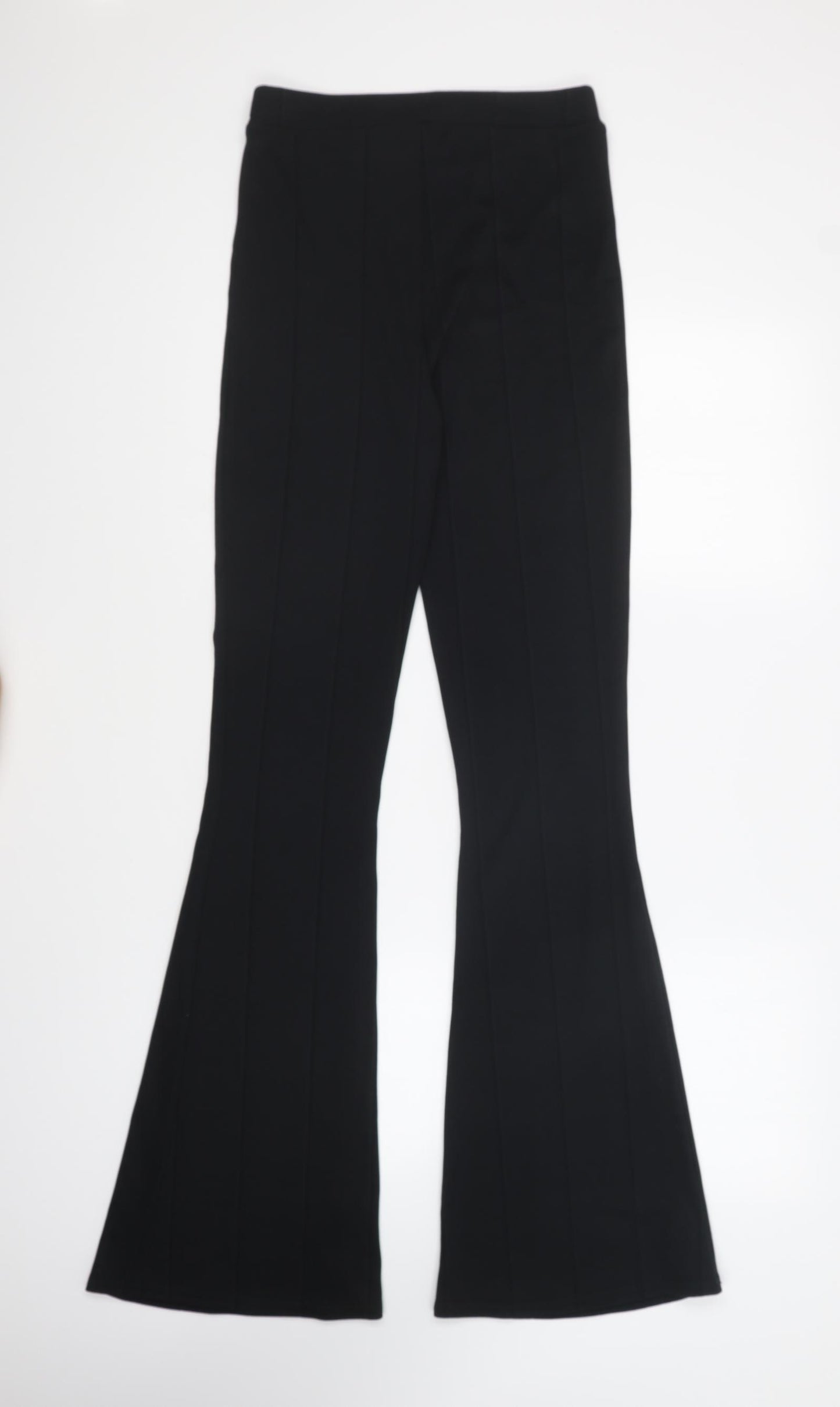 PRETTYLITTLETHING Womens Black Polyester Trousers Size 12 L32 in Regular