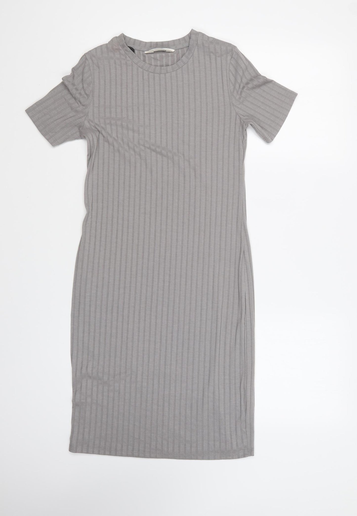 Primark Womens Grey Polyester Bodycon Size 10 Round Neck Pullover