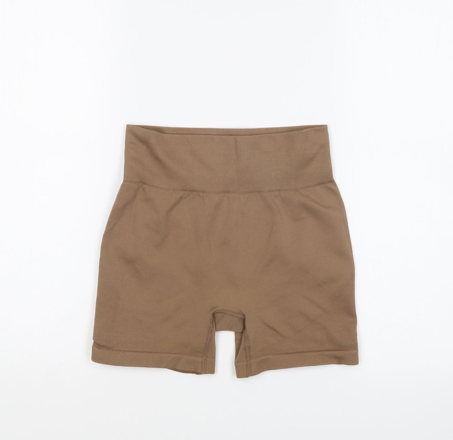 PRETTYLITTLETHING Womens Brown Polyamide Compression Shorts Size M L5 in Regular Pull On