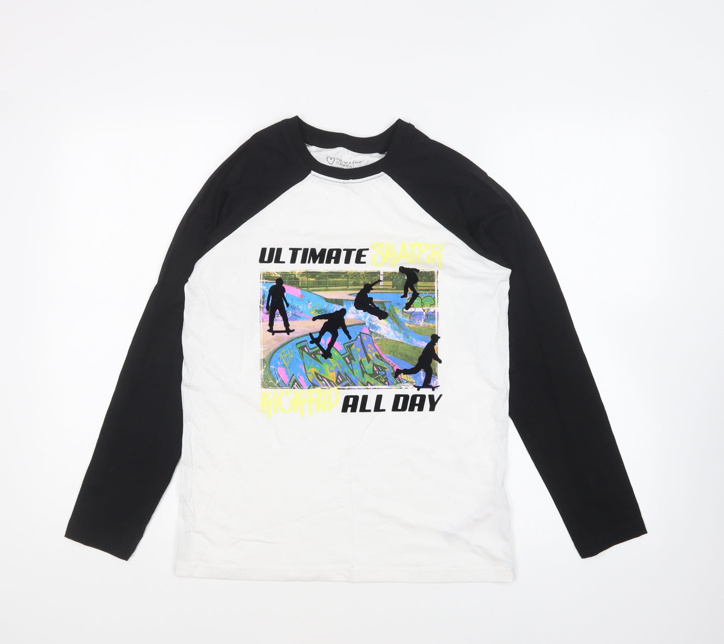 Primark Boys Multicoloured Cotton Basic T-Shirt Size 11-12 Years Round Neck Pullover - Ultimate Skater