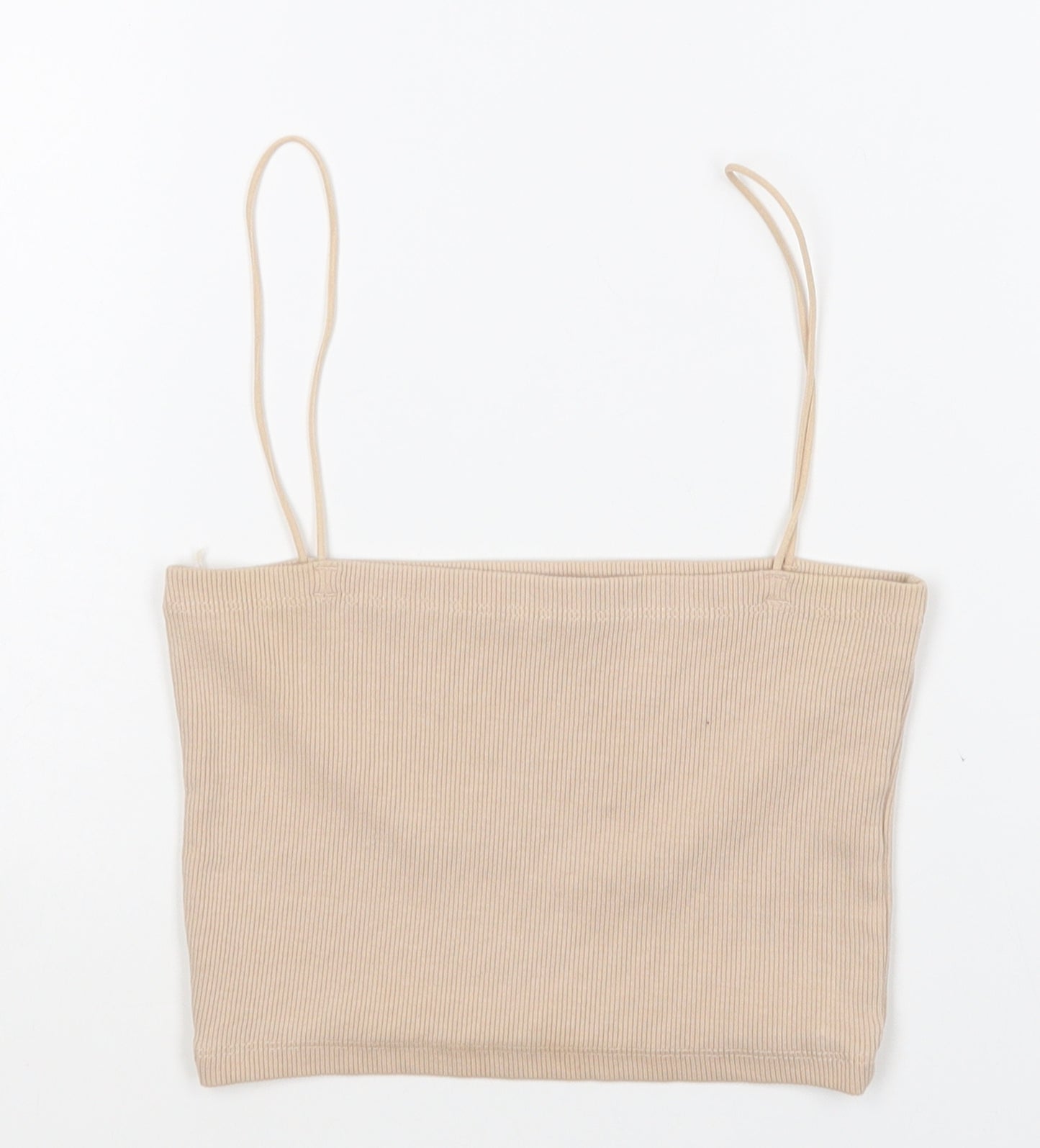 Zara Womens Brown Cotton Camisole T-Shirt Size M Square Neck