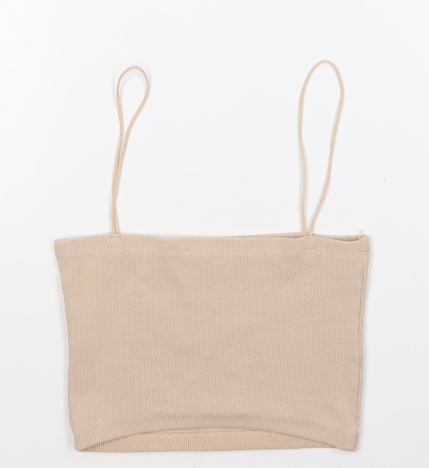 Zara Womens Brown Cotton Camisole T-Shirt Size M Square Neck