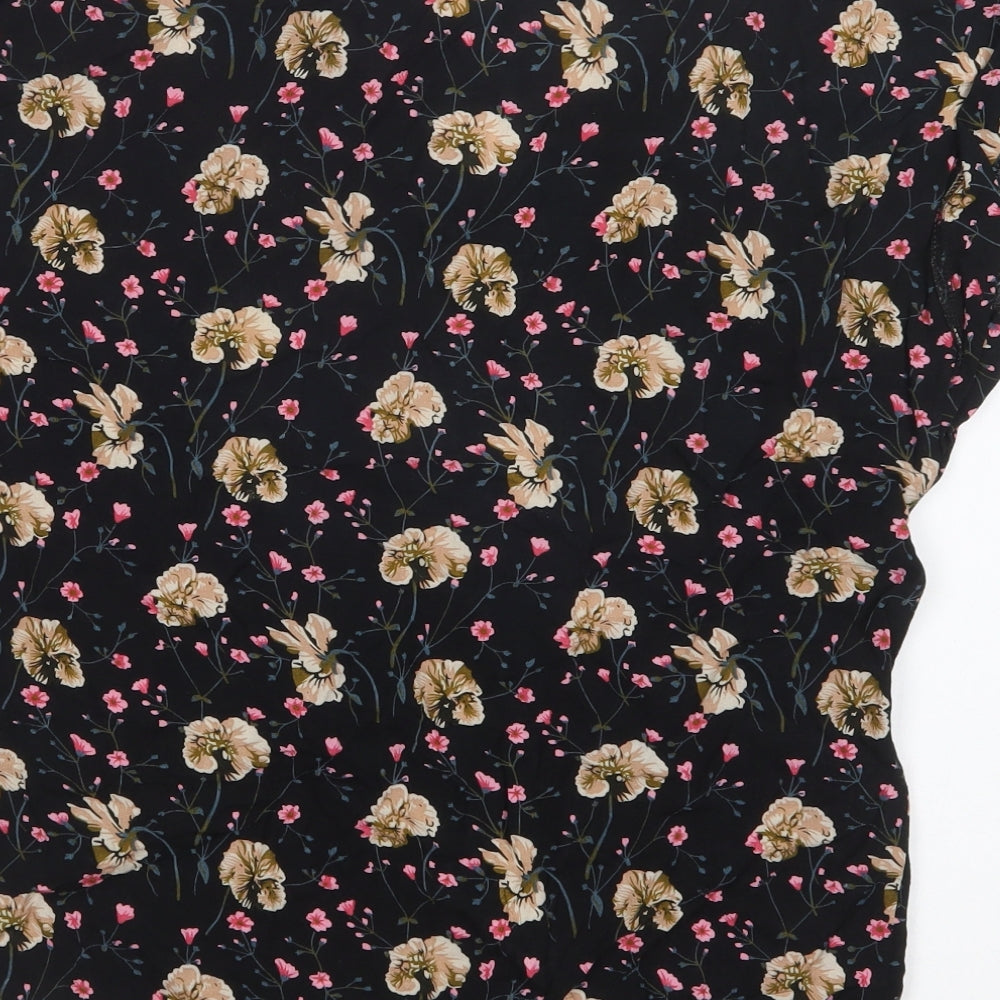 Louche Womens Black Floral Viscose Basic Blouse Size 10 V-Neck