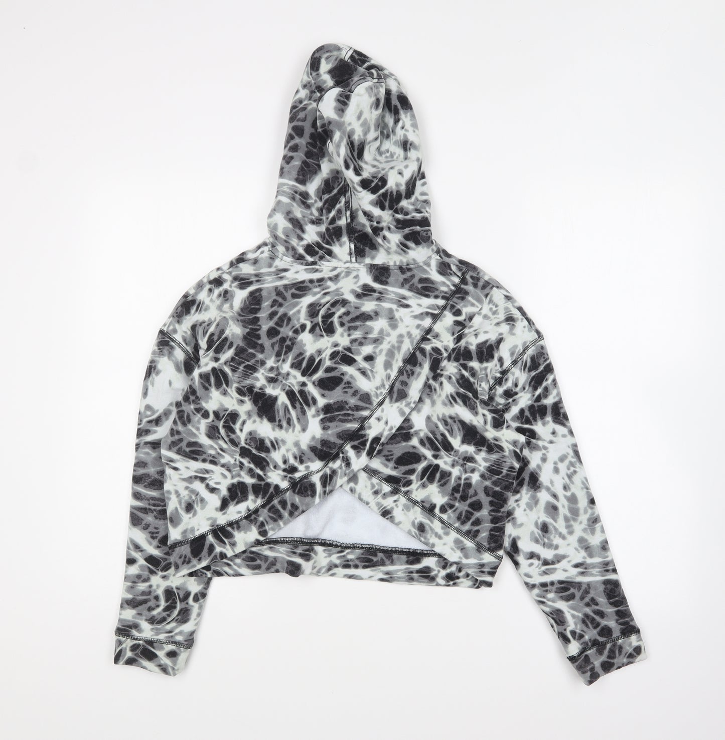 Lemonade Womens Grey Geometric Viscose Pullover Hoodie Size 14 Pullover