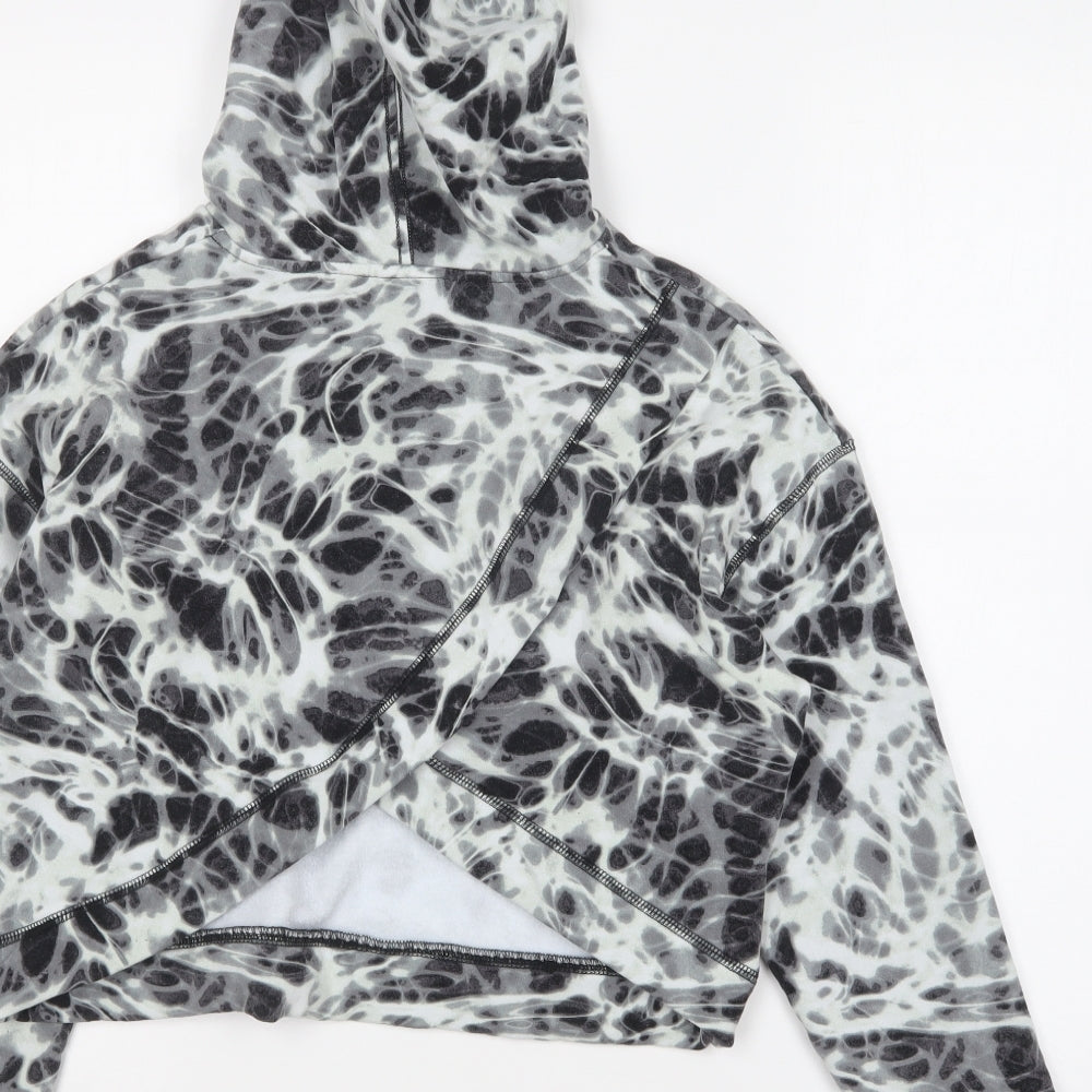 Lemonade Womens Grey Geometric Viscose Pullover Hoodie Size 14 Pullover