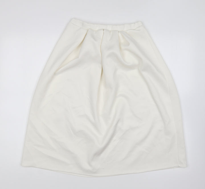Preworn Womens Ivory Polyester Pleated Skirt Size 12