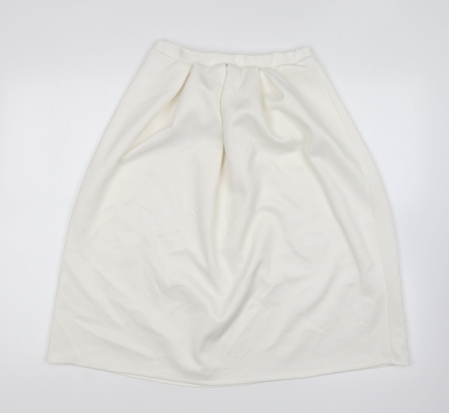 Preworn Womens Ivory Polyester Pleated Skirt Size 12