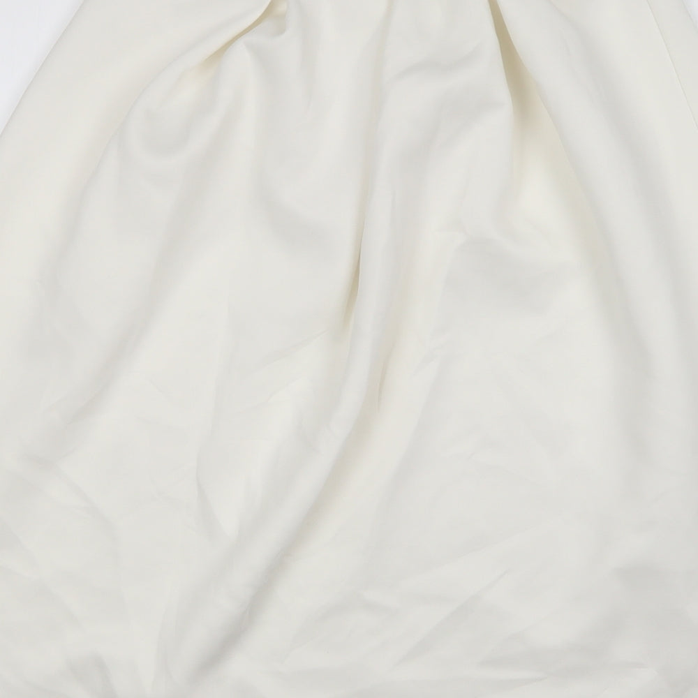 Preworn Womens Ivory Polyester Pleated Skirt Size 12