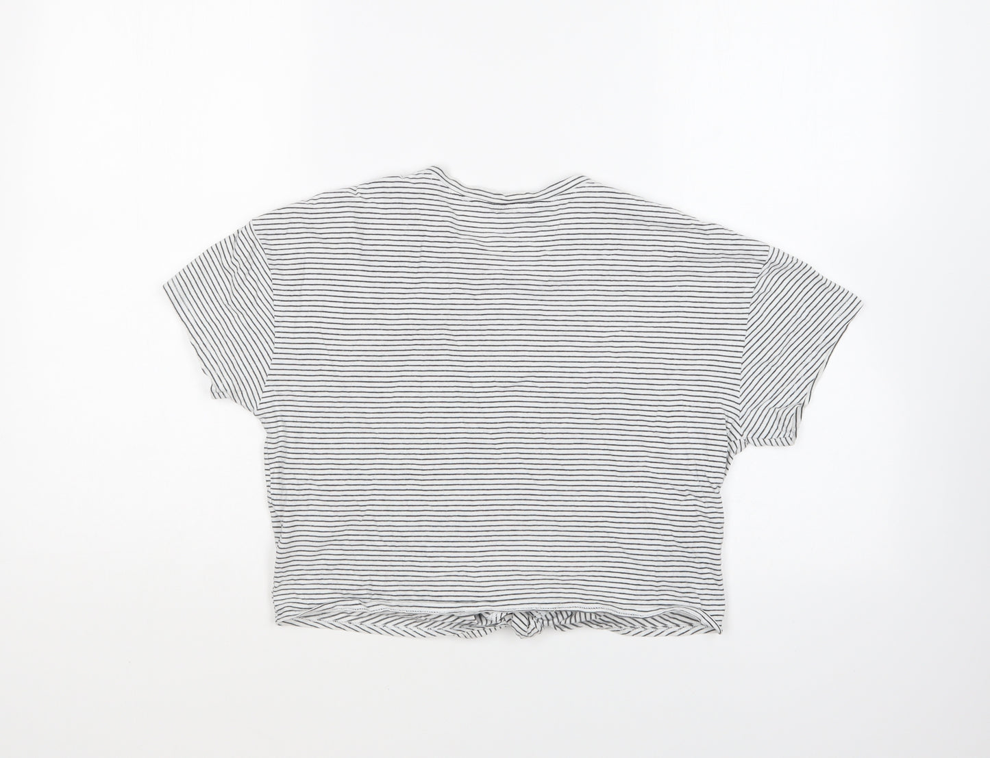 New Look Girls Beige Striped Cotton Basic T-Shirt Size 12-13 Years Round Neck Tie - Bee Kind