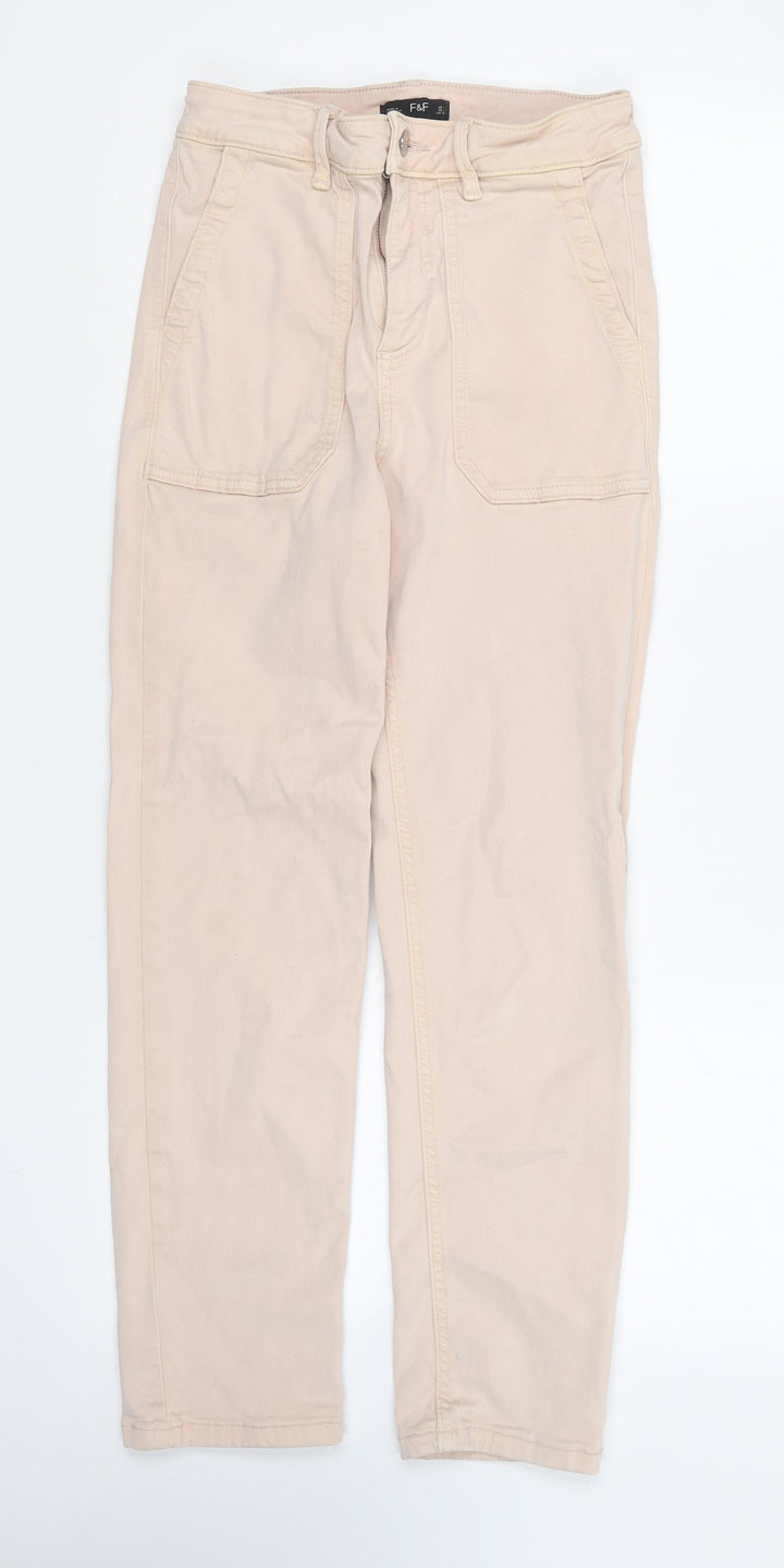 F&F Womens Pink Cotton Skinny Jeans Size 8 L23 in Regular Button