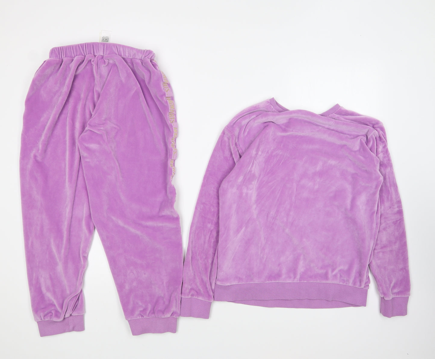 Marks and Spencer Girls Purple Solid Polyester Top Pyjama Set Size 11-12 Years Pullover - Hogwarts