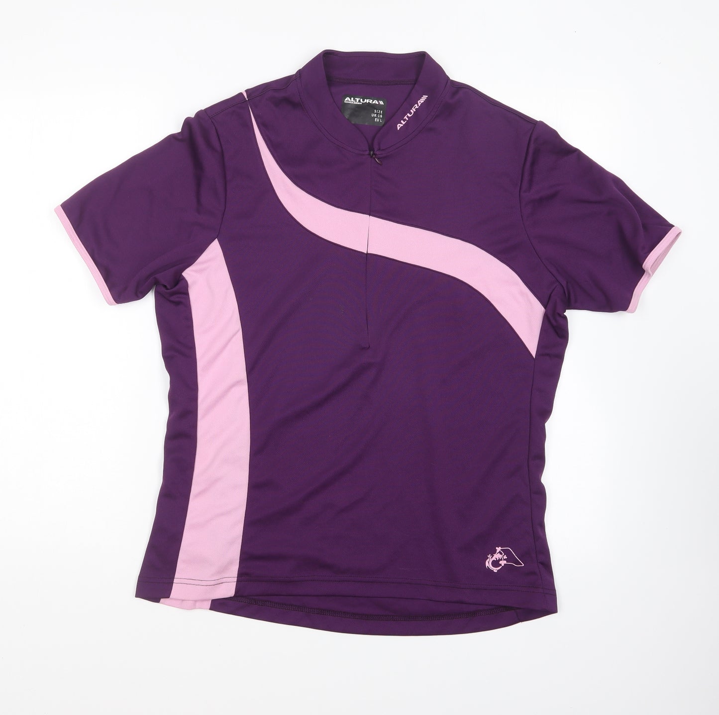 Altura Womens Purple Polyester Pullover T-Shirt Size 16 Collared Zip
