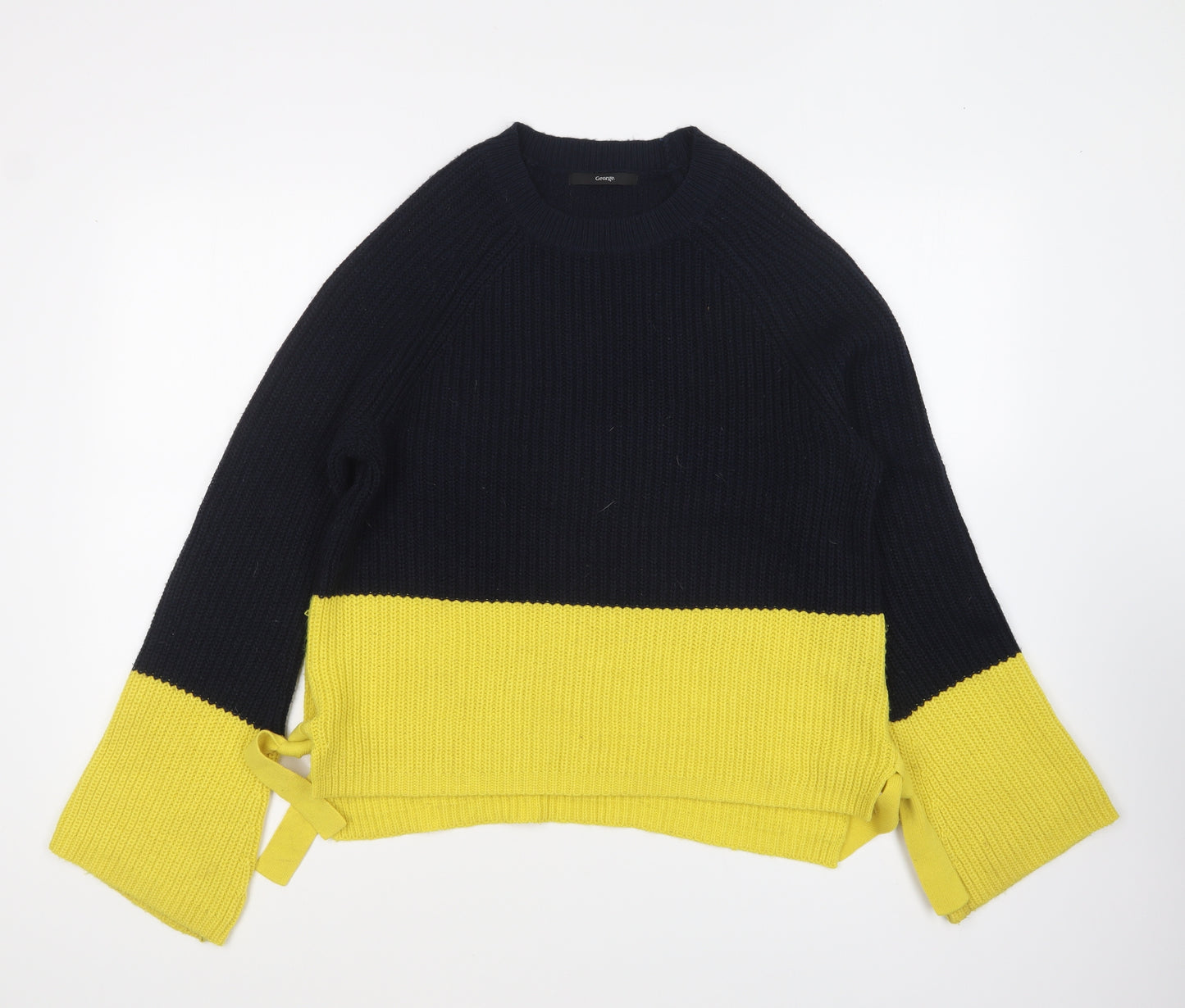 George Womens Blue Round Neck Acrylic Pullover Jumper Size 12