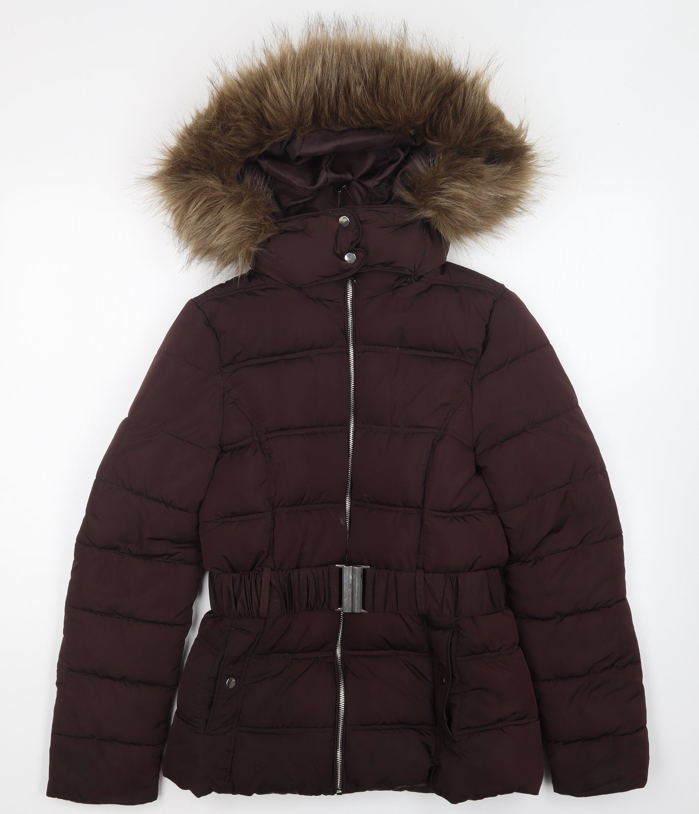 New Look Womens Purple Puffer Jacket Coat Size 8 Zip