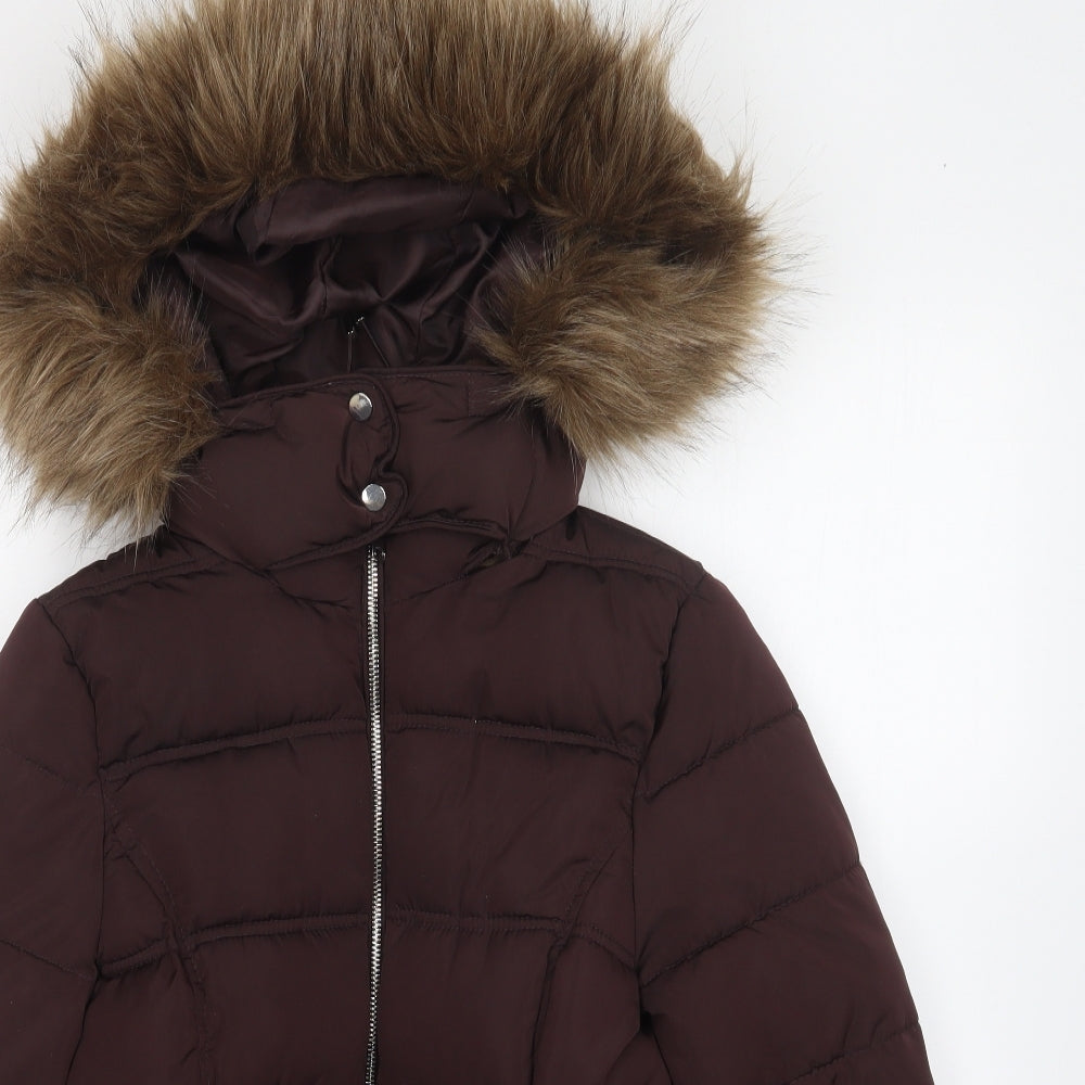 New Look Womens Purple Puffer Jacket Coat Size 8 Zip