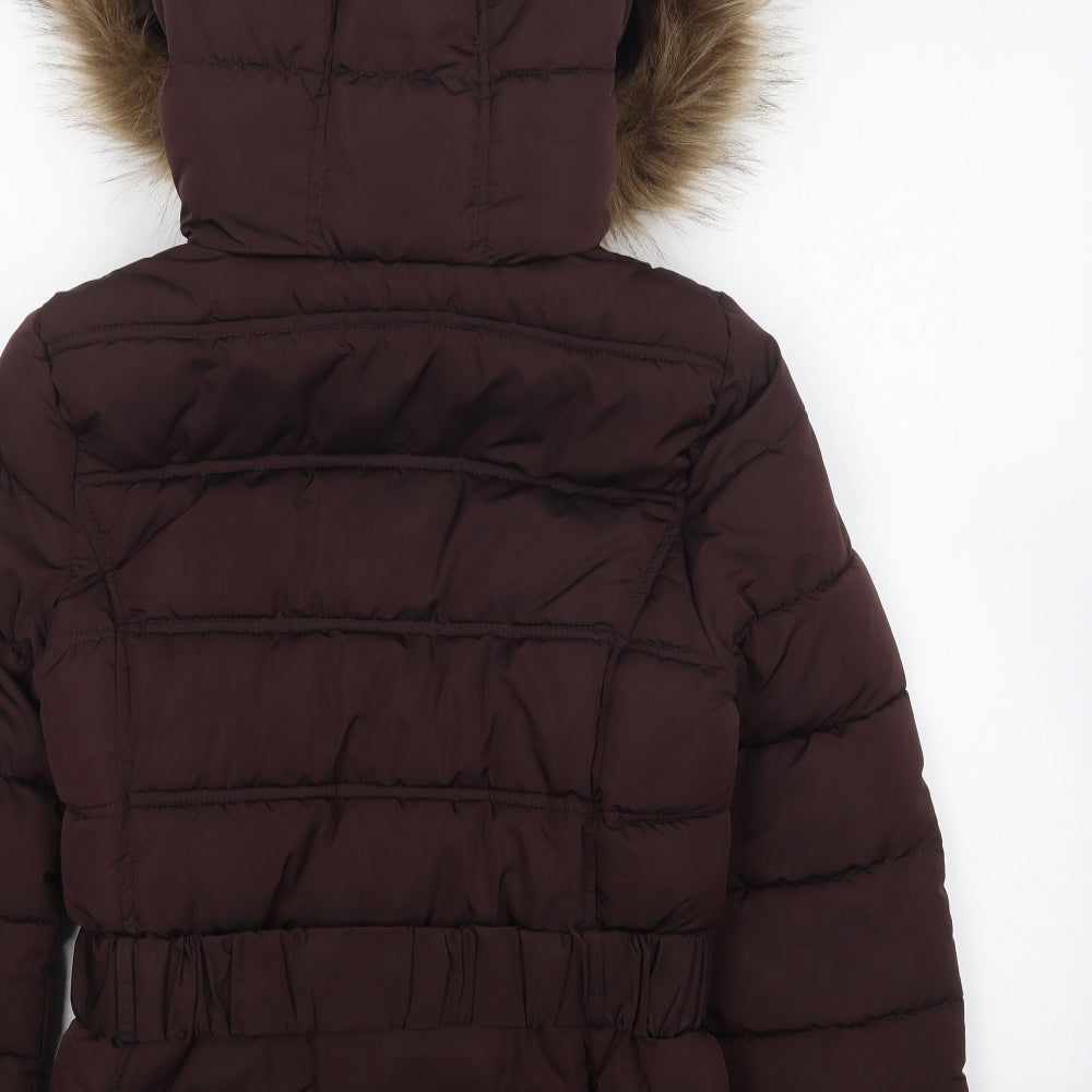 New Look Womens Purple Puffer Jacket Coat Size 8 Zip