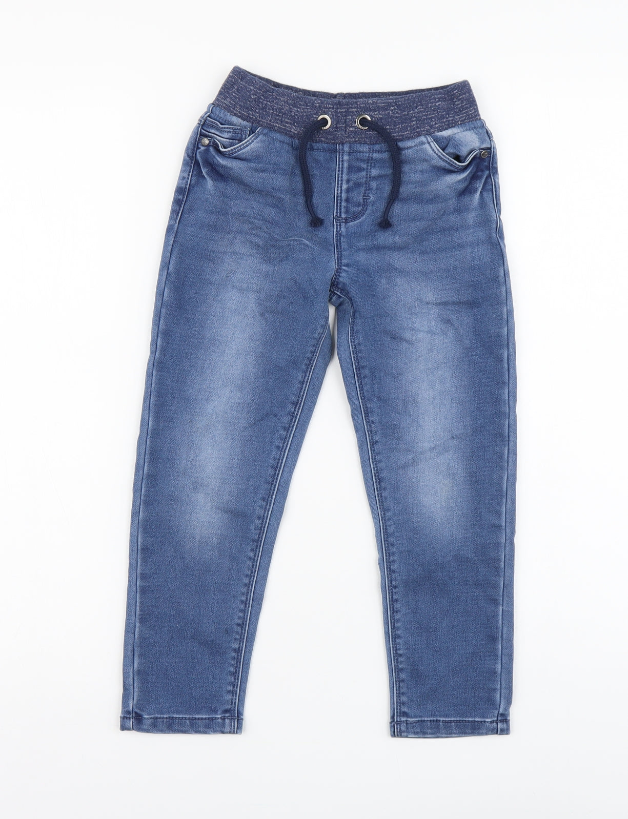 Dunnes Stores Boys Blue Cotton Skinny Jeans Size 5 Years Regular Drawstring